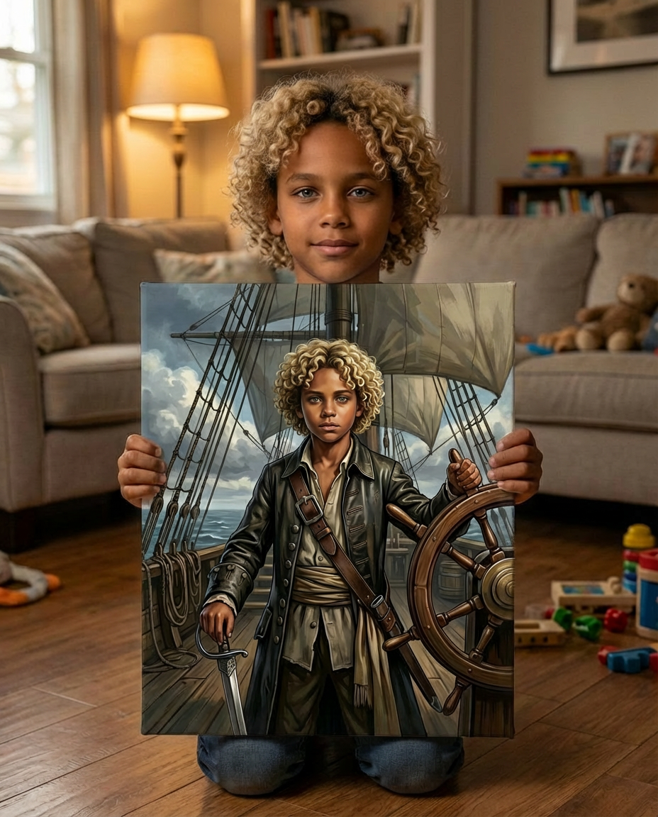 Superhero themed canvas portrait